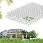 Teabelle 15pcs Polycarbonate Greenhouse Panels, 4'×2'×0.16'' Waterproof UV-Anti Transparent Sheet, Double-Layer Insulation Board Top Plate for Greenhouse Outdoor Plant Stand Roof(Transparent)