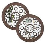 BEARAE Rustic Wall Mirror Decor Farmhouse Round Wall Mounted Mirror Barn Wood Frame Mirror for Bathroom Renovation Bedrooms Living Rooms Entryway and More, 11.8” Pack of 2