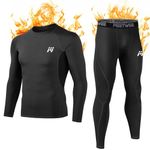 MEETWEE Thermal Underwear for Men, Winter Base Layer Set Tops & Long Johns Compression Wintergear for Heat Retention Black