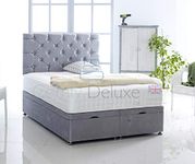 Suede Fabric Ottoman Foot Lift Bed Base ONLY by Comfy Deluxe LTD (Silver, 4FT6 Double)