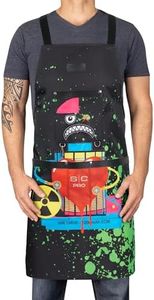 Stylecraft Hair Cutting Apron, Heavy Weight, Waterproof, Professional Barber-Salon Cross Back Strap and Pockets (Radioactive Black)