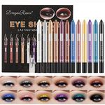 12 Pcs Matte Eyeshadow Stick Set with Sharpener Cap, Sitovely Long Lasting Pearly Sparkle Glitter Eyeshadow Pencil Shimmer Metallic Eye Shadow Makeup (A, M)