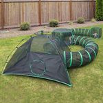Pawtenda 6-in-1 Outdoor Cat Enclosures for Indoor Cat, Catio with 3 Tents and 3 Tunnels, Portable Pet Tents for Outside with Storage Bag, Outdoor pet House Suit for Kitty, Rabbit, and Puppy