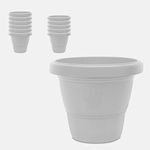 YUCCABE ITALIA SHERA SD 12 INCH Pack of 12 Pcs Plastic Flower Pot Unbreakable Round Shape Planter Plastic Gamle for Garden Seedling Indoor and Outdoor (White)