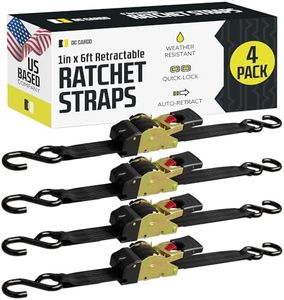 DC Cargo Mall (4 Pack) Retractable NO-RATCHETING Ratchet Straps with Vinyl Coated S-Hooks, 1" x 6' Racheting Tiedowns for Tangle-Free Hauling in Trailers and Pickups by