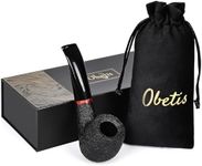 Obetis Premium Handcrafted Tobacco Pipe - Briar Wood Pipe, Bent Short Stem with Rusticated Finish, Handmade Pipe with Luxurious Gift Box, Ideal for Discerning Wood Tobacco Pipe Enthusiasts