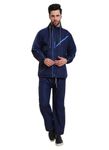 Zacharias Men's Waterproof Double Layer Raincoat/Rainsuit With Pant (kv-01_Navy.Blue_3X-Large)