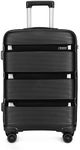 Kono 55x40x21cm Cabin Hand Luggage Hard Shell Travel Trolley 4 Spinner Wheels Lightweight Polypropylene Carry On Suitcase with TSA Lock 40L (Black)