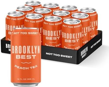 Brooklyn Best Low Sugar Peach Iced Tea | 12 oz Cans, 12-Pack | 50 Calories | Organic Cane Sugar, Black Tea, Peach & Lemon Juice | Natural Caffeine | No Artificial Ingredients | Not Too Sweet Beverage