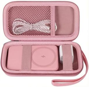 Case for Anker Magnetic Battery 10,000mAh Foldable Wireless Portable Charger, 633/622/621/321 5,000mAh Power Bank (MagGo) Holder, Storage for Baseus Power Delivery -Case Only (Pink, Medium)