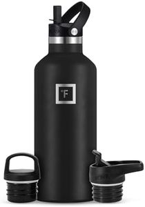 IRON °FLASK Bouteille d'eau de sport à bouche étroite - 32 oz, 3 couvercles (couvercle en paille), acier inoxydable isolé sous vide, chaud froid, moderne à double paroi, tasse thermo simple