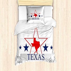 ABAKUHAUS Texas Star Ensemble de Housse de Couette, Motif américaine Carte, Décoratif, 3 Pièces avec 2 Taies d'oreiller, 135 cm x 200 cm, Vermilion Pale Gris