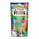 Ciao Churu Rolls by INABA Cat Treat - Chicken & Tuna Flavour (4 x 10g) / Crispy Sticks with Creamy Filling Cat Treat, Delicious & Healthy Snack, Hand Feeding, Natural, Grain Free