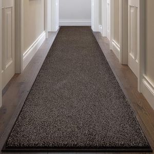 DOMUSTEX Washable Runner Rug 32" x 96" Rectangular, Non Slip Absorbent Indoor Entryway Rug for Floor, Laundry, Hallway, Bedroom (Roll Packing)