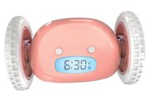 CLOCKY Runaway Moving Extra Super Loud Alarm Clock for Heavy Sleepers Teen Kid Adults Deaf Hard of Hearing Hard to Wake on Wheels Funny Digital Alarm Clock Bedrooms Prank Gift, Reveil Matin (Pink)