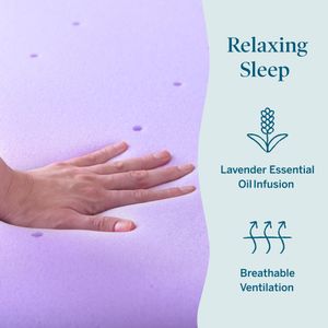 LUCID 4-Inch Lavender Memory Foam Mattress Topper, Queen Size