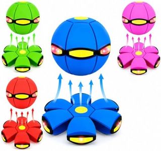 Magic Ball, Flying Saucer Bouncy Ball - Two Modes to Switch Freely, 6 LED Lights, Parent-Child Interaction, Indoor and Outdoor Holiday Games (Green + Blue + Purple + Red)
