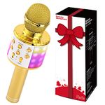 Fede Microphone for Kids Adults, Wireless Bluetooth Microphone with Flashing Colorful LED Lights Portable Speaker Karaoke Machine, Home KTV Player Support Android & iOS Devices for Party Singing