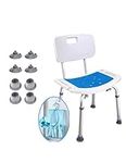 Zebblux Shower Bath Seat Chair Stool Bench With Backrest Stool with Back Rest Height Adjustable Disability