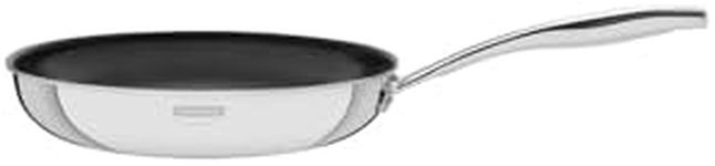 Tramontina Grano Stainless Steel Shallow Frying Pan with Non-Stick Coating and Tri-Ply Body, 26 cm Diameter