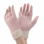 FCHUI Winter Fingerless Gloves - Women Warm Knit Half Fingers Mittens Thermal Fingerless Gloves Ladies Half Fingers for Running Sking