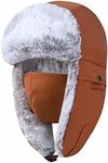 GADIEMKENSD Winter Trapper Hat for Women and Kid Warm Russian Gas Ushanka for Men Snow Ski Clothes Hunting Trooper Hat with Earflap Chin Strap Windproof Face Mask Faux Fur Aviator Hat Camel L