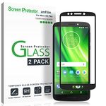 Moto G6 Play Screen Protector Glass (2 Pack), amFilm Full Cover Tempered Glass Screen Protector with Dot Matrix for Motorola Moto G6 Play (Black)