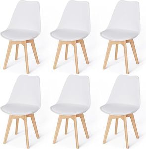 JIJIAN Set di 6 Sedie Per Sala da Pranzo, Sedia in stile nordica, Gambe in Legno Massello, Ideale per Sala da Pranzo, Soggiorno, Camera da Letto, Cucina, Sala Riunione, ecc