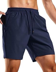 MIER Mens Dry Fit Running Shorts No Liner 7” Inseam Athletic Gym Sports Shorts with Pockets, Navy, S