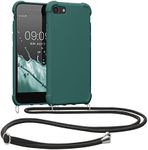 kwmobile Crossbody Case Compatible with Apple iPhone SE (2022) / iPhone SE (2020) / iPhone 8 / iPhone 7 Case - TPU Silicone Cover with Strap - Petrol