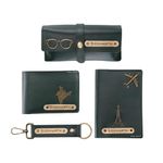 AICA Personalized Name & Charm Leather Wallet Men’s Combo Giftset (DarkGreen) | Birthday Anniversary Wedding Gifts for Husband Groom Friend Men