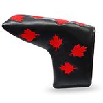 Golf Putter Head Cover Mallet, PU Leather Headcover for Blade Style Putters, Protector Cover Black White for Men Women All Brands (Black-Canada)