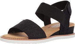 Skechers Women's BOBS Desert Kiss Ankle Strap Sandals, Black Microfiber Suede/ Gore Trim, 6 UK