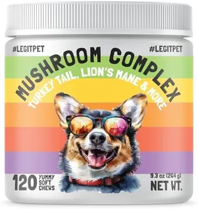 Mushroom Complex Treats for Dogs with Reishi, Shiitake, and Turkey Tail Mushrooms for Cognition and Immune Boosting Supports Digestive Health and Reduces Inflammation DHA EPA Turmeric Kelp (120pcs)