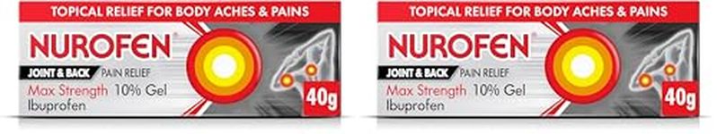 Nurofen Ibuprofen 10% Gel 40g - Maximum Strength Pain Relief for Achilles Tendonitis, Muscles, Back - Anti-Inflammatory Treatment for Bones and Joint Discomfort (Pack of 2)