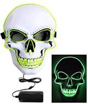 WENTAOWULUE LED Halloween Face Mask Skull Skeleton Light Up Full Face Mask Green