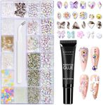 Makartt Gel Polish Nail Gems With Nail Rhinestone Glue Set,3775Pcs Nail Art Rhinestones Kit AB Crystal Nail Decorations,3D Nail Gel With Tweezer For Nail Design Nail Crafts Acrylic On Nails