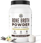 32oz Vanilla Bone Broth Protein Powder From Grass Fed Beef - Non-GMO Ingredients, Gut-Friendly, Low Carb Dairy Free Protein Powder - Natural Collagen Source For Joint Support - Keto Friendly