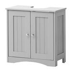 TAD TIMBER ART DESIGN UK Under Sink Bathroom Storage Cabinet Floor Basin Unit with 2 Internal Shelves Freestanding Vanity Storage Cupboard Kitchen Organiser Furniture, Grey, (H60cm x W60cm x D30cm)