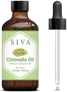 SIVA ORGANICS Citronella Essential Oil 4 Fl Oz - 100% Pure, Undiluted, Therapeutic Grade, Amazing for Nourished Skin, Moisturized Hair, Diffuser, Massage & Aromatherapy 1 Fl Oz (Pack of 1)