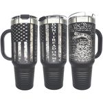 Flaskimo Don't Tread on Me Gadsden 40oz Tumbler Laser-Engraved Patriotic Tumbler: Stainless Steel, Double-Walled Insulation - American Pride Design - Durable, Ideal Gift for Patriots & Veterans