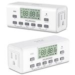 [2 Pack] NEARPOW Digital Timer For Lamp With Dual Outlets, Programmable Timer In Door, Outlet Timer For Lights,10 On/Off Programs, 24-Hour And 7-Day Programmable Electric Plug Timer,3 Prong, 15A/1800W