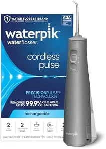 Waterpik Cordless Pulse Rechargeable Portable Water Flosser for Teeth, Gums, Braces Care and Travel with 2 Flossing Tips, Waterproof, ADA Accepted, WF-20 Gray, Packaging May Vary