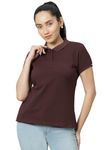 Wear Your Opinion Womens Polo Collar Neck T-Shirt Top(RumRaisin, Small)