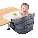 Hook On High Chair, Clip On High Chair with Removable Dining Tray Attach to Fast Table Baby Toddler Feeding Seat Fold-Flat Storage Bag for Dining Table Portable for Home Travel, Grey
