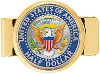 American Coin Treasures Money Clip Presidential Seal Half Dollar Coin Goldtone | Brilliant Colorized Genuine JFK Half Dollar | Holds Currency, Credit and Business Cards |Certificate of Authenticity