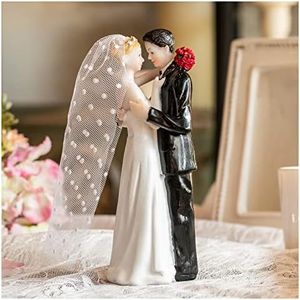 Modern Wedding Cake Toppers Bride and Groom Handmade Figurine for Decoration, Rustic Cake Topper for Wedding, Funny Couple Statue Desk Decoration, Full Love in The Eyes