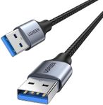 UGREEN USB Cable USB 3.0 A to A Nylon Braided Cables Type A Male to Type A Male 5Gbps Data Transfer Cord Compatible with PC, External Hard Drive, Laptop Cooler, Camera, Printer, TV Box, and More 0.5M