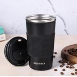 BREWPIX 510 ml Insulated Coffee Cup Tumbler | Coffee Mug with Leakproof Lid for Hot/Cold Beverages | Double Wall Vacuum Insulated Stainless Steel Travel Mug Perfect for Travel, Home & Office (Black)