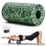 EVEREST FITNESS Foam Roller - Medium Density - Muscle Massage Rollers for Back Pain or Muscles - Physical Therapy Sports Roll w/Manual & Free Bag - Black/Green